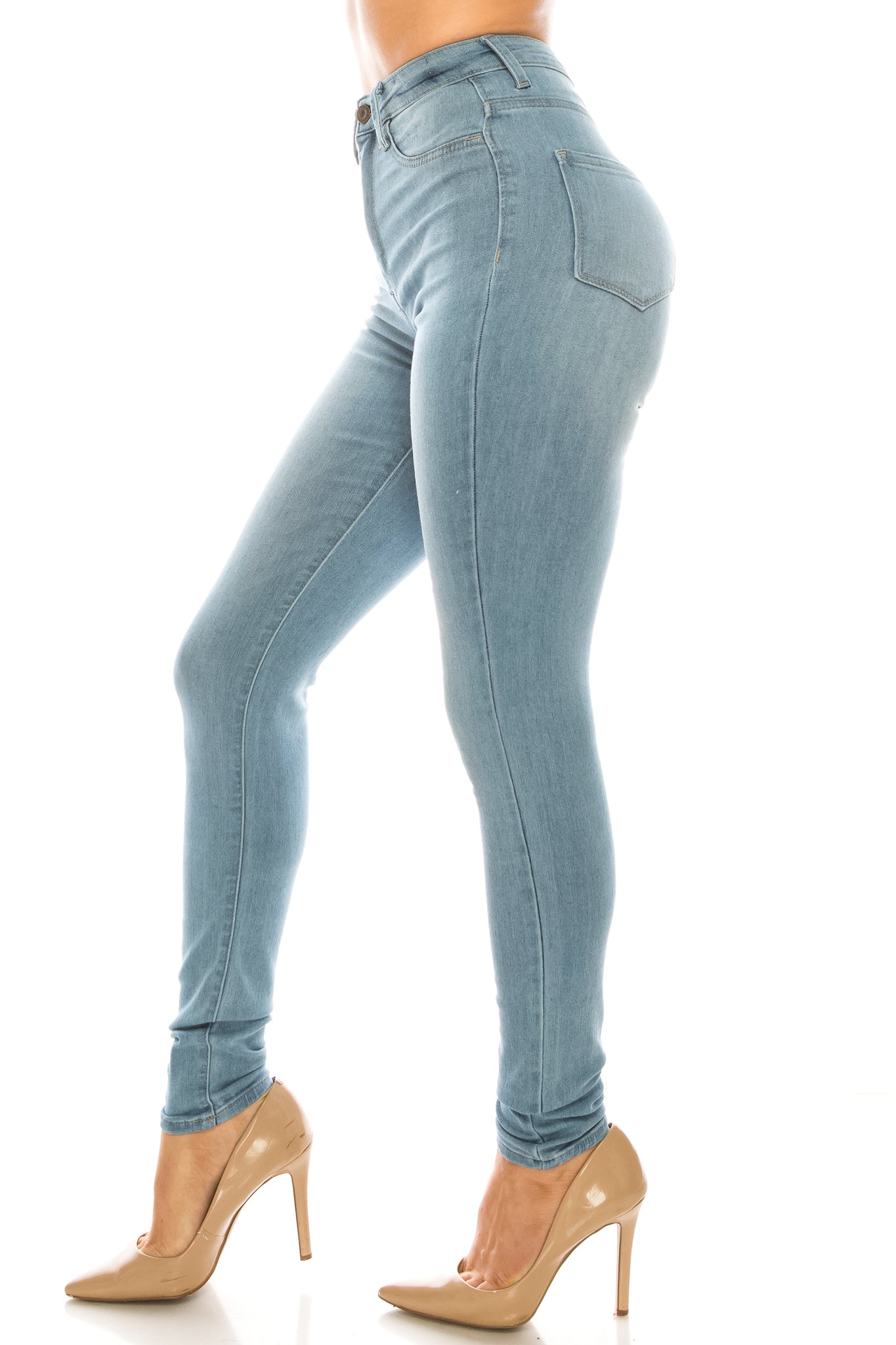 women full length skinny super high rise high waisted jeans pants