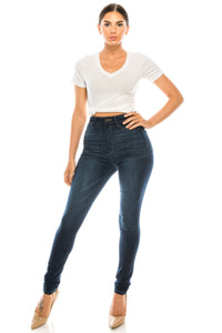 women full length skinny super high rise high waisted jeans pants