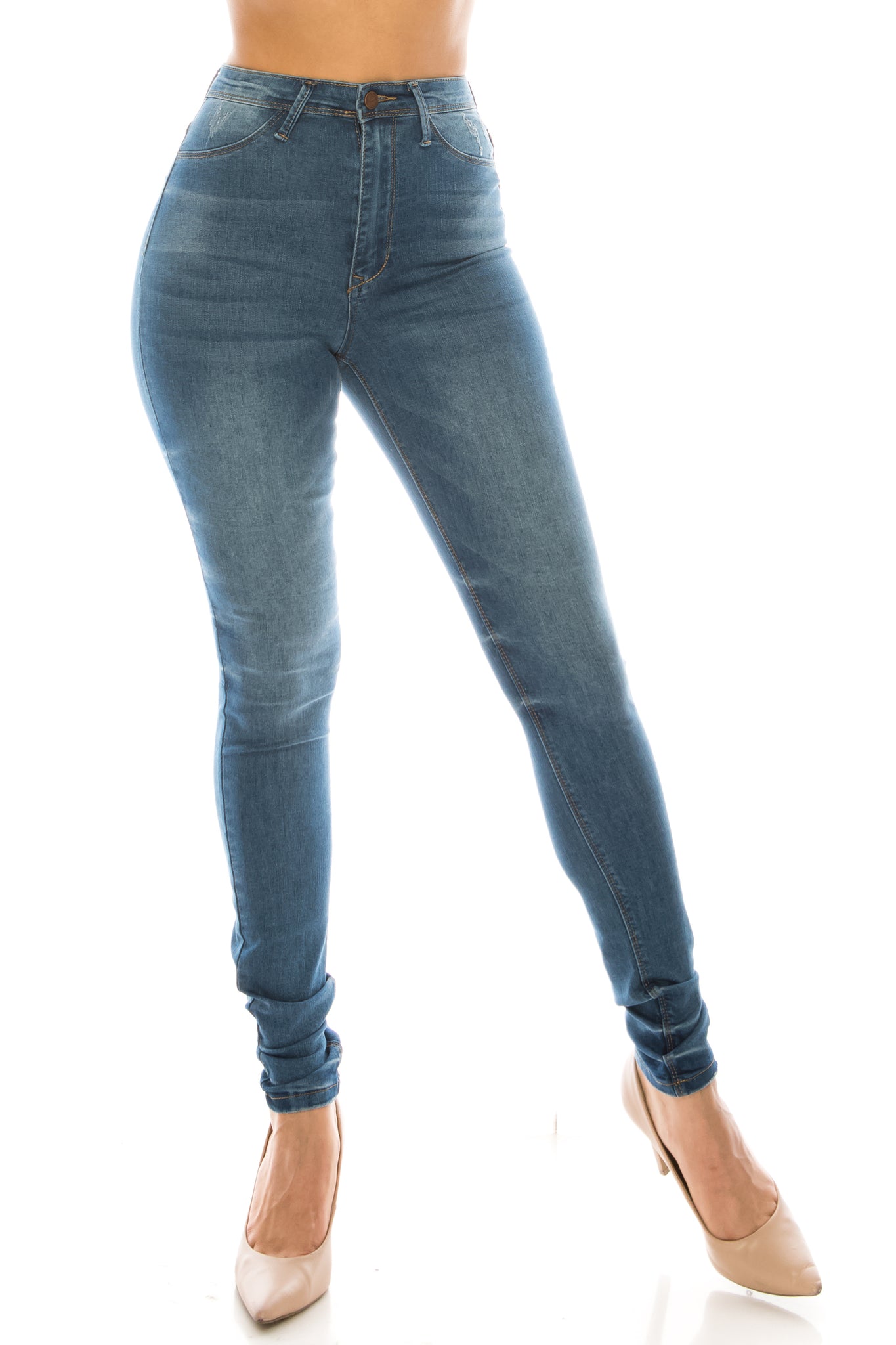 Super High Waisted Washed Skinny Jeans with Whiskers – Aphrodite Jeans