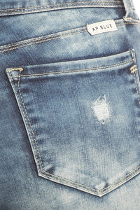 1065 Women's Mid Rise Skinny Jean W/ Scratches