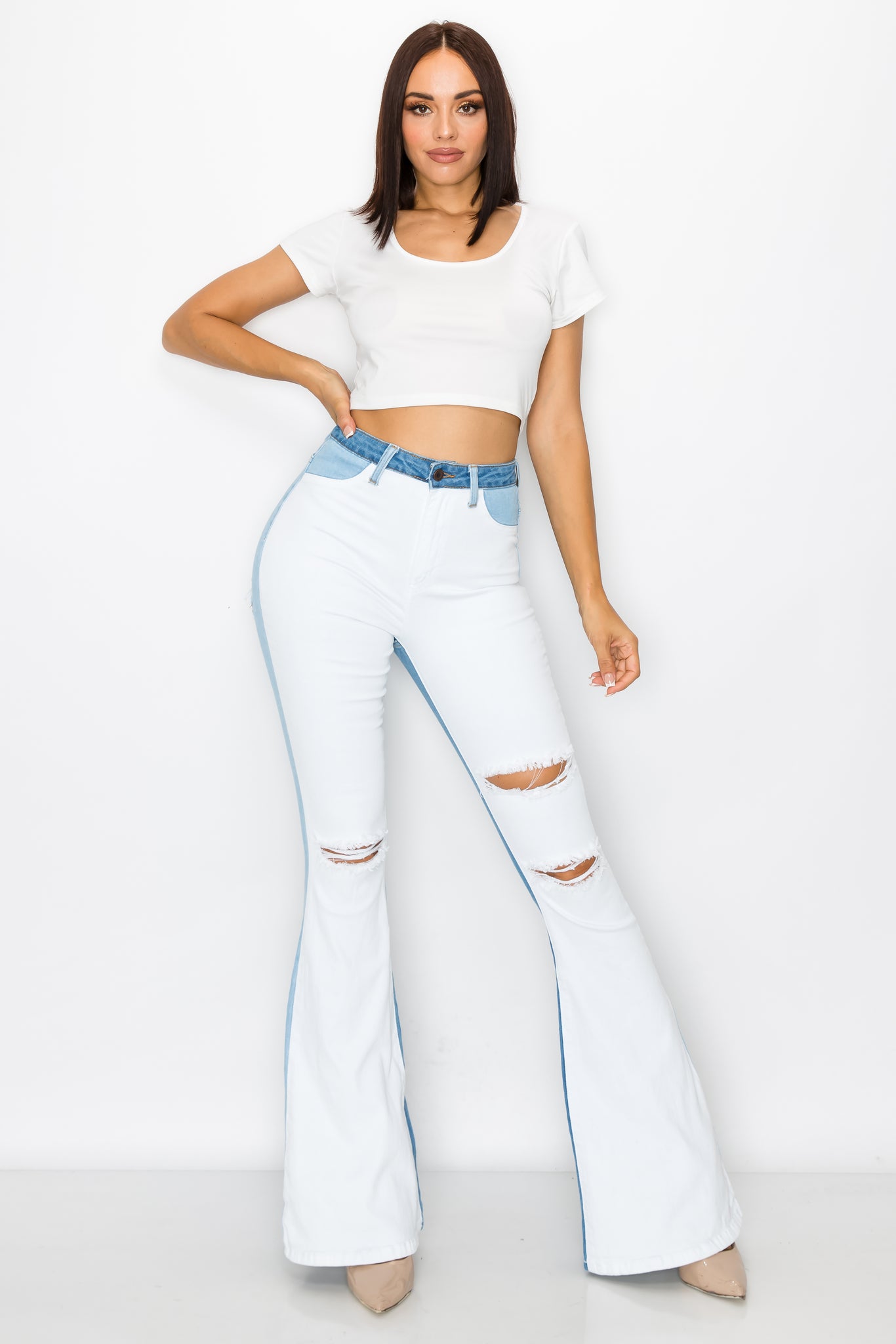 2140 Women's High Waisted Flare bell bottom bootcut Jeans w/ Slice cut –  Aphrodite Jeans