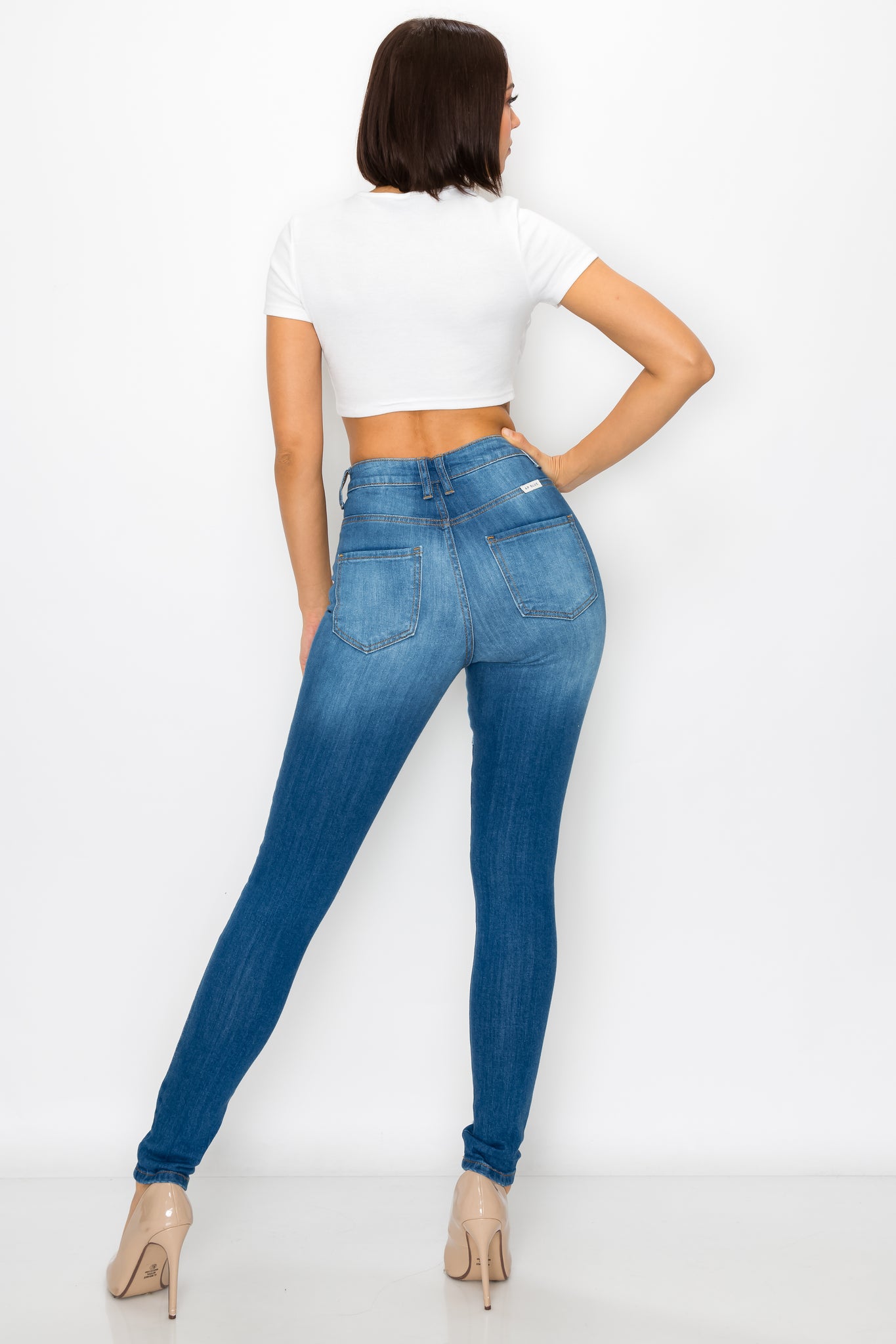 Super High Waisted Distressed Flare Jeans with Cut Outs – Aphrodite Jeans