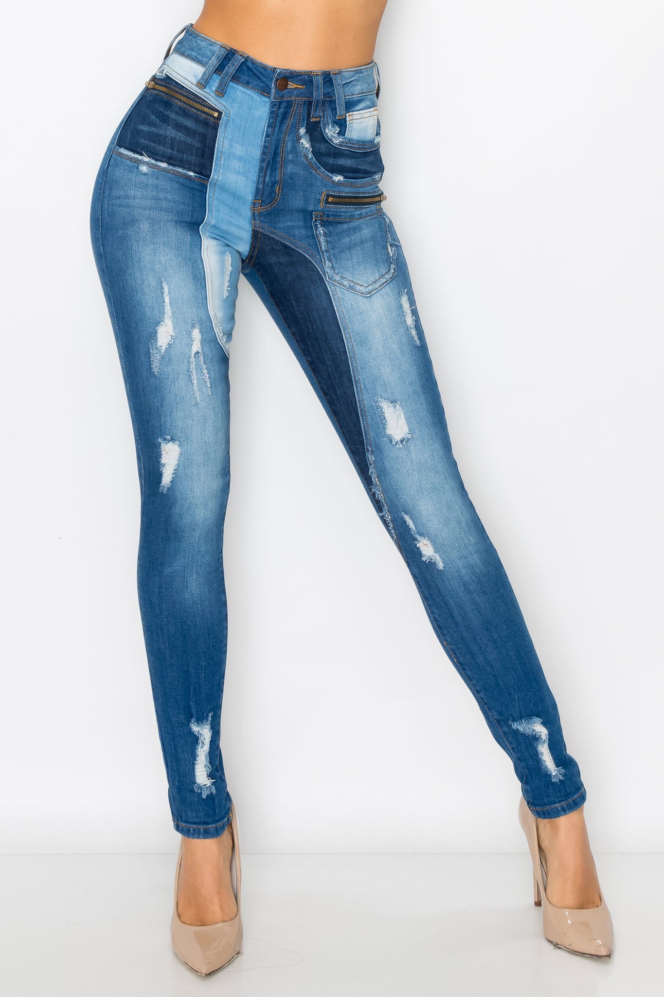 Jeans Cut Aphrodite Jeans – Flare with Waisted Outs Distressed High Super