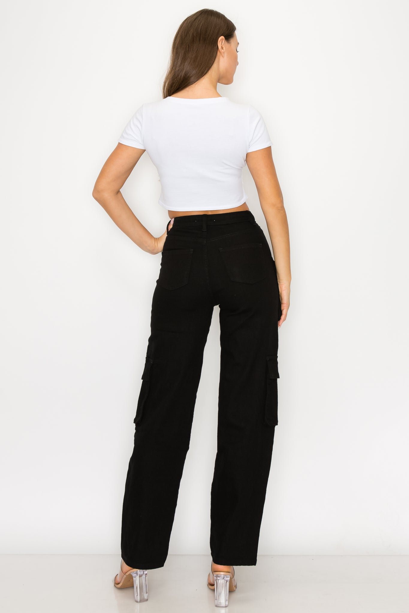 40454 Women's High Rise Cargo Denim Pants W/ Extra Pockets – Aphrodite Jeans