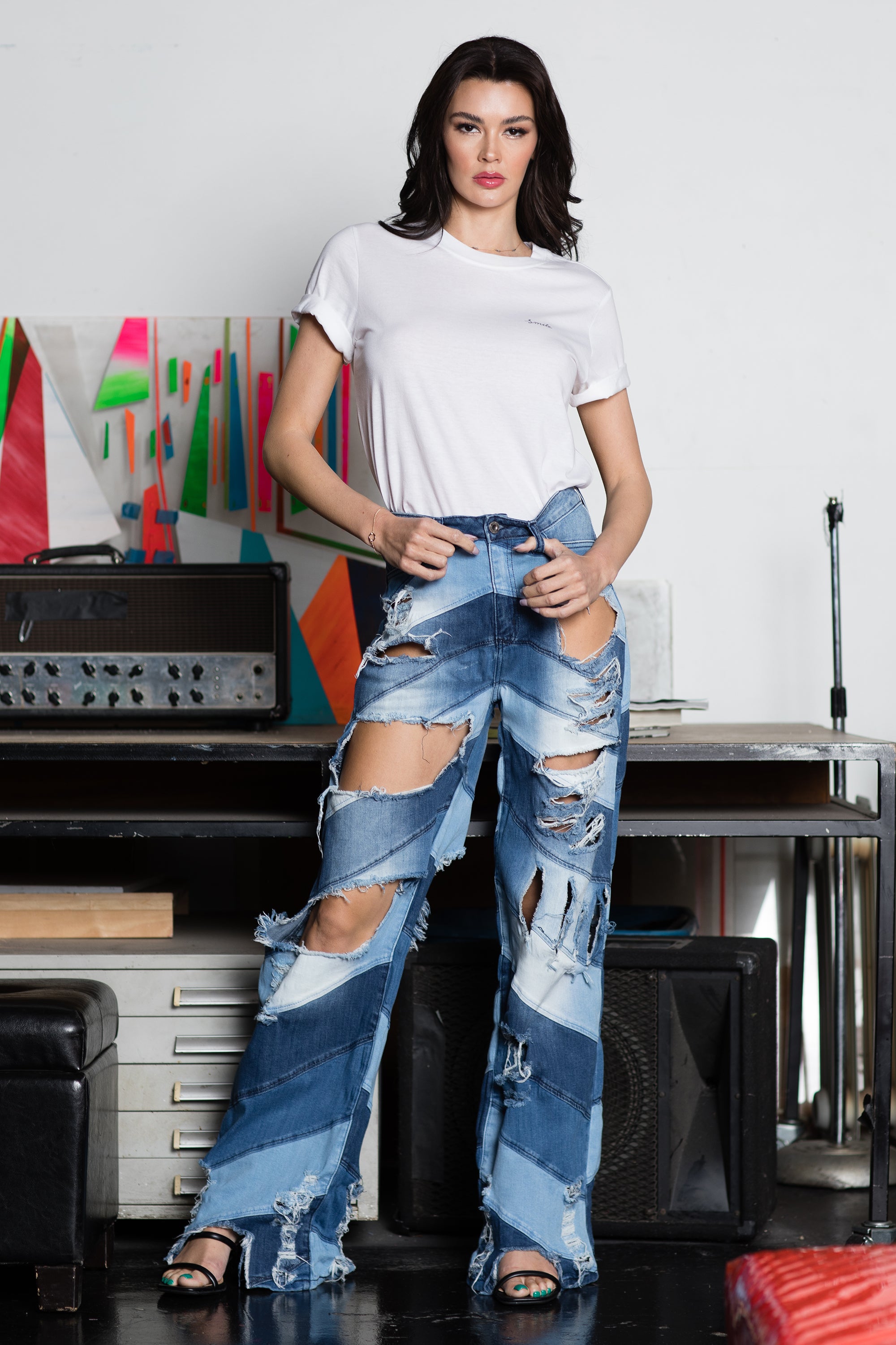 4916 High Rise Extreme Multi Panel Flare Jeans
