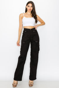 APHT009 Women's High Waisted Black Cargo Pants – Aphrodite Jeans